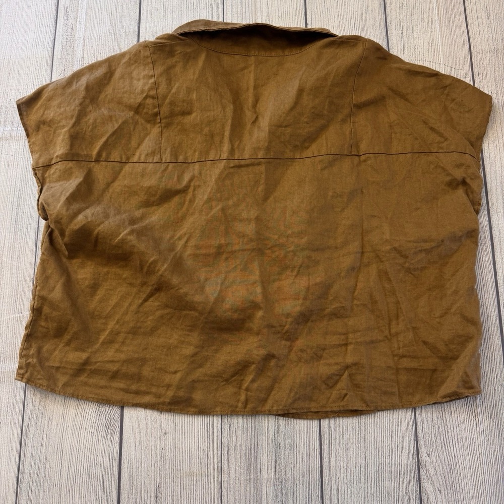 Banana Republic Mira 100% Linen Top Size Medium Horse Hair Brown Women's - Picture 10 of 10